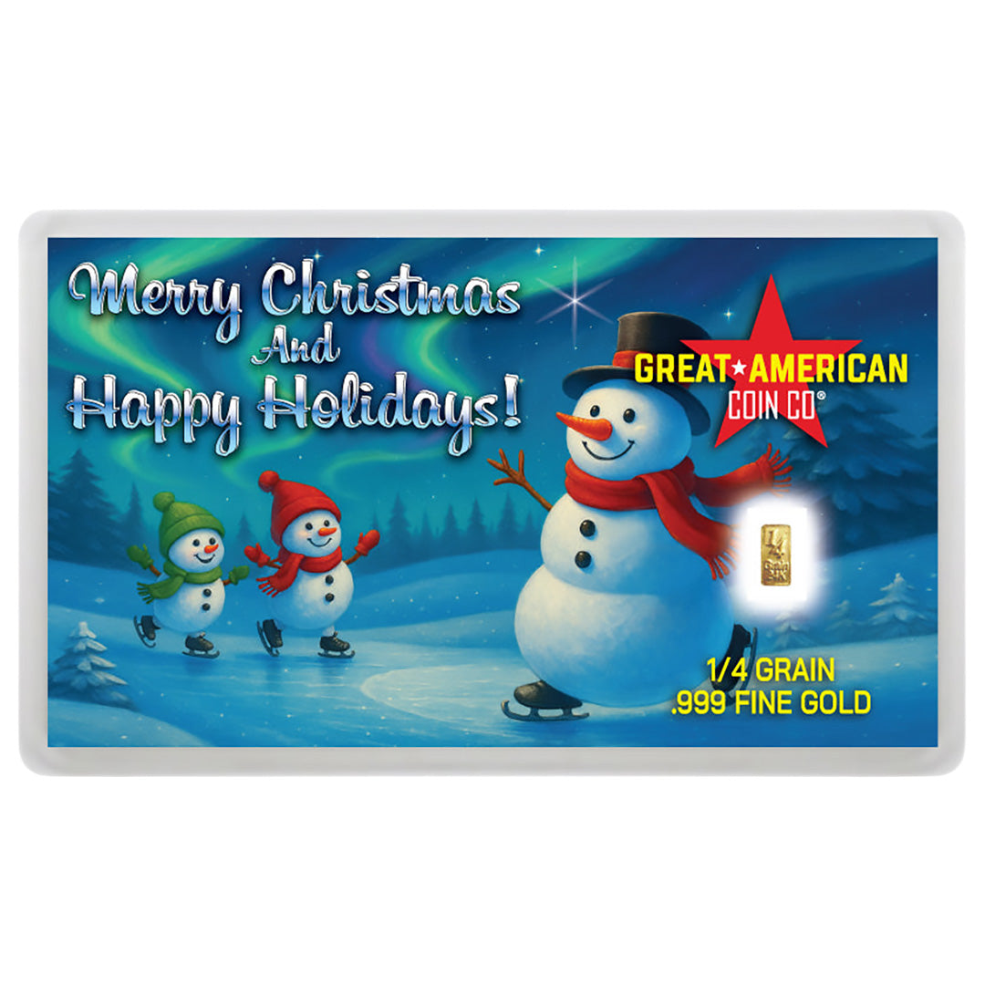 Holiday Fractional Metal Bundle - (4) 1/4 Grain Christmas Assay Cards - 3x .999 Gold + 1x .999 Platinum