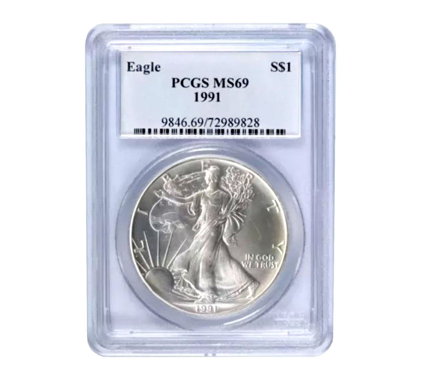 1991 $1 American Silver Eagle MS69 PCGS