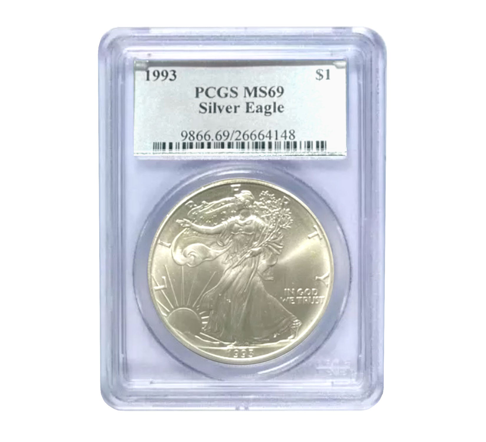 1993 $1 American Silver Eagle MS69 PCGS