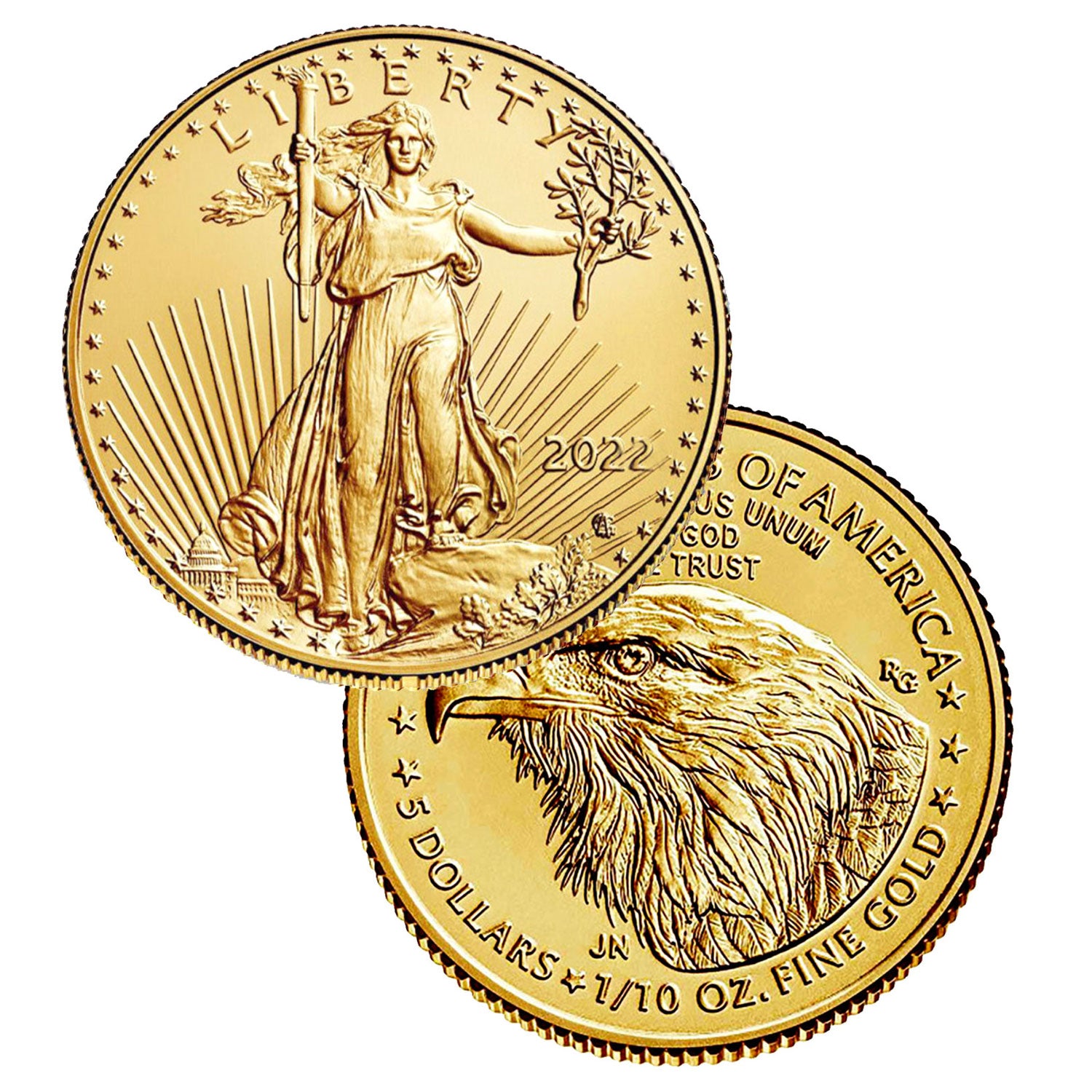 2022 $5 1/10 oz Gold American Eagle BU Brilliant Uncirculated