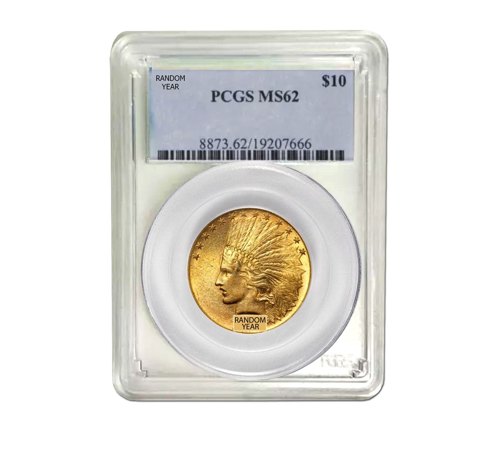 $10 Indian Gold Eagle MS62 PCGS (1907-1933) - Random Year
