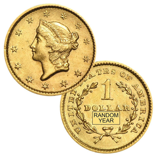 $1.00 Liberty Head Gold Coins (Type 1) - About Uncirculated (AU) 1849-1954 Random Date