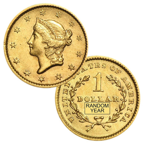 $1.00 Liberty Head Gold Coins (Type 1) - Almost Uncirculated!