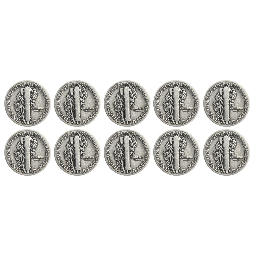 $1 Face - 90% Silver Mercury Dimes Circulated