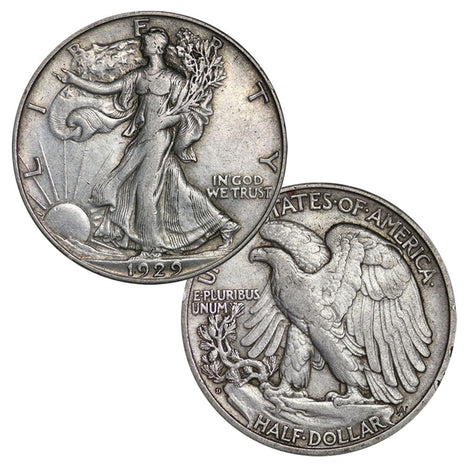 $1 Face - 90% Silver Walking Liberty Half Dollar Circulated (Two Coins)