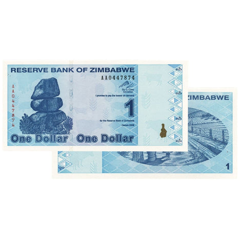 $1 Zimbabwe Banknotes 2009 AA Series Uncirculated - Low Denomination