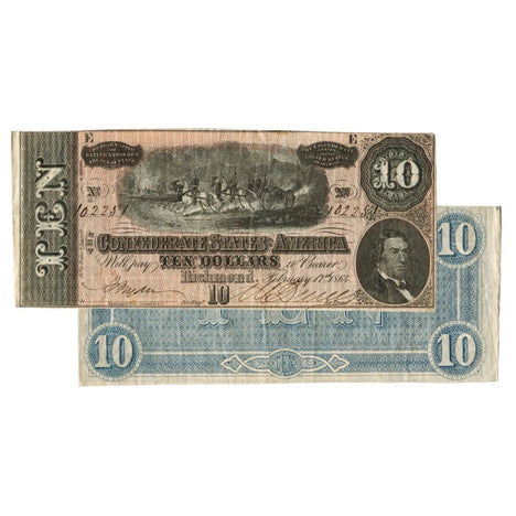 $10 - 1864 Confederate States of America (CSA) Note - Extra Fine