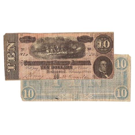 $10 - 1864 Confederate States of America (CSA) Note - Fine