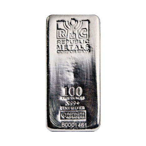 100 Ounce Republic Metals .999 Silver Cast Bar