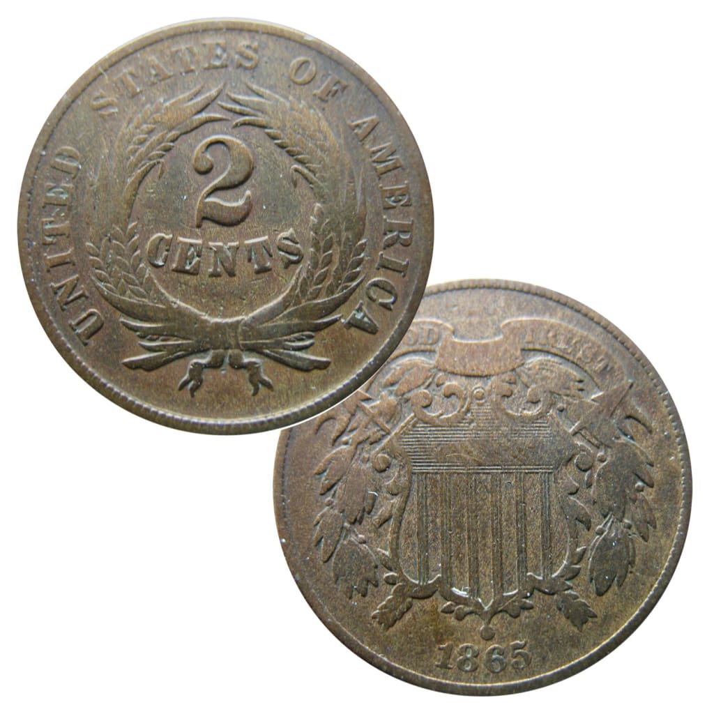 1865 U.S. Civil War Era Two-Cent Piece Coin