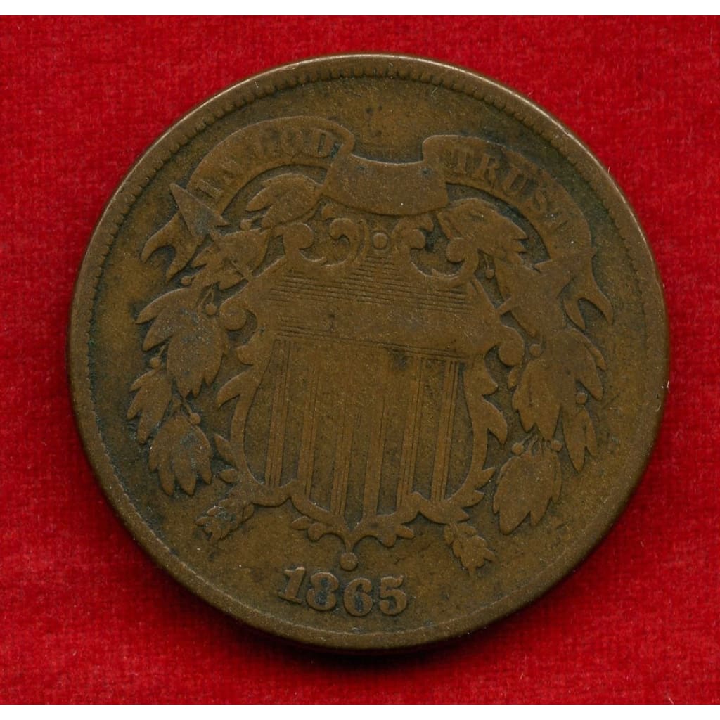 1865 U.S. Civil War Era Two-Cent Piece Coin