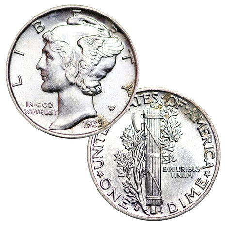 1916 -1945 - 90% Silver Mercury Dimes BU Mixed Dates