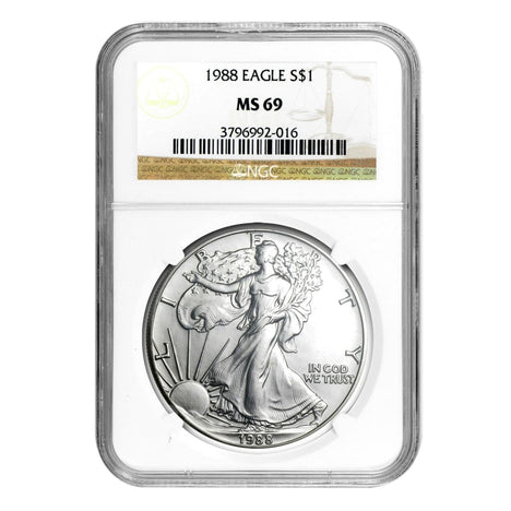 1988 $1 American Silver Eagle MS69 NGC