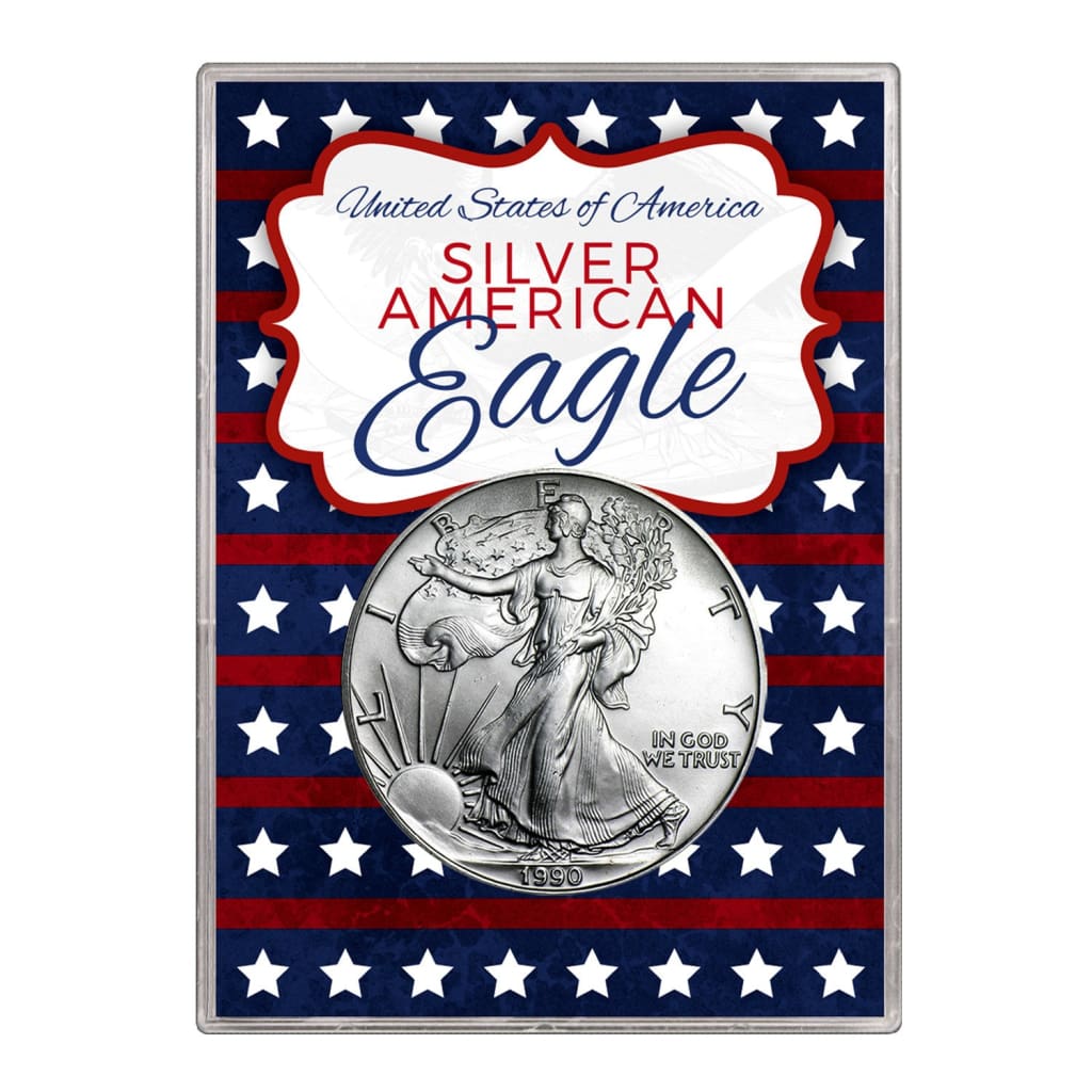 1990 $1 American Silver Eagle Gift Holder Stars and Stripes Design