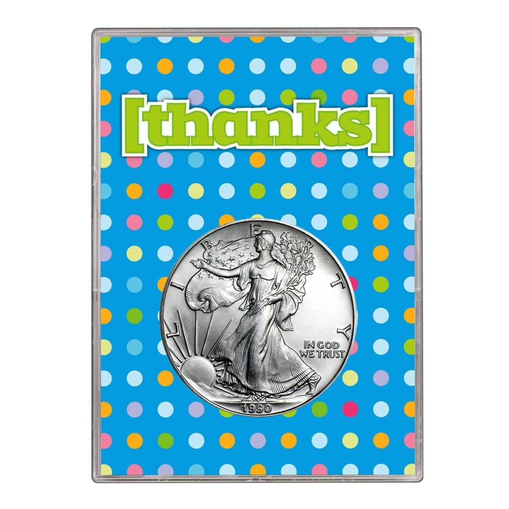 1990 $1 American Silver Eagle Gift Holder Thanks Design