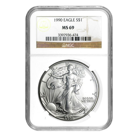 1990 $1 American Silver Eagle MS69 NGC