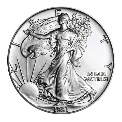 1991 $1 American Silver Eagle MS69 PCGS OBV