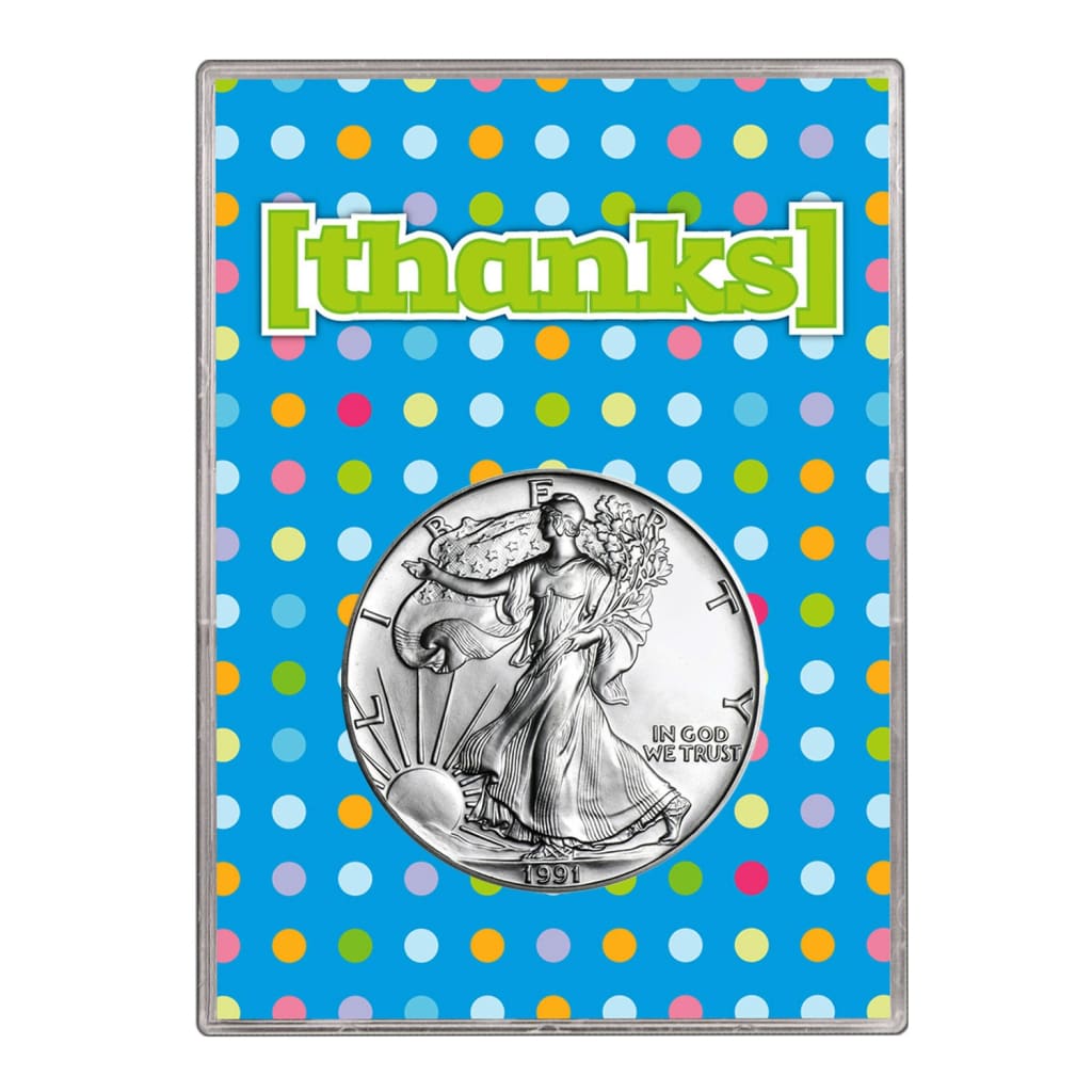 1991 $1 American Silver Eagle Gift Holder Thanks Design