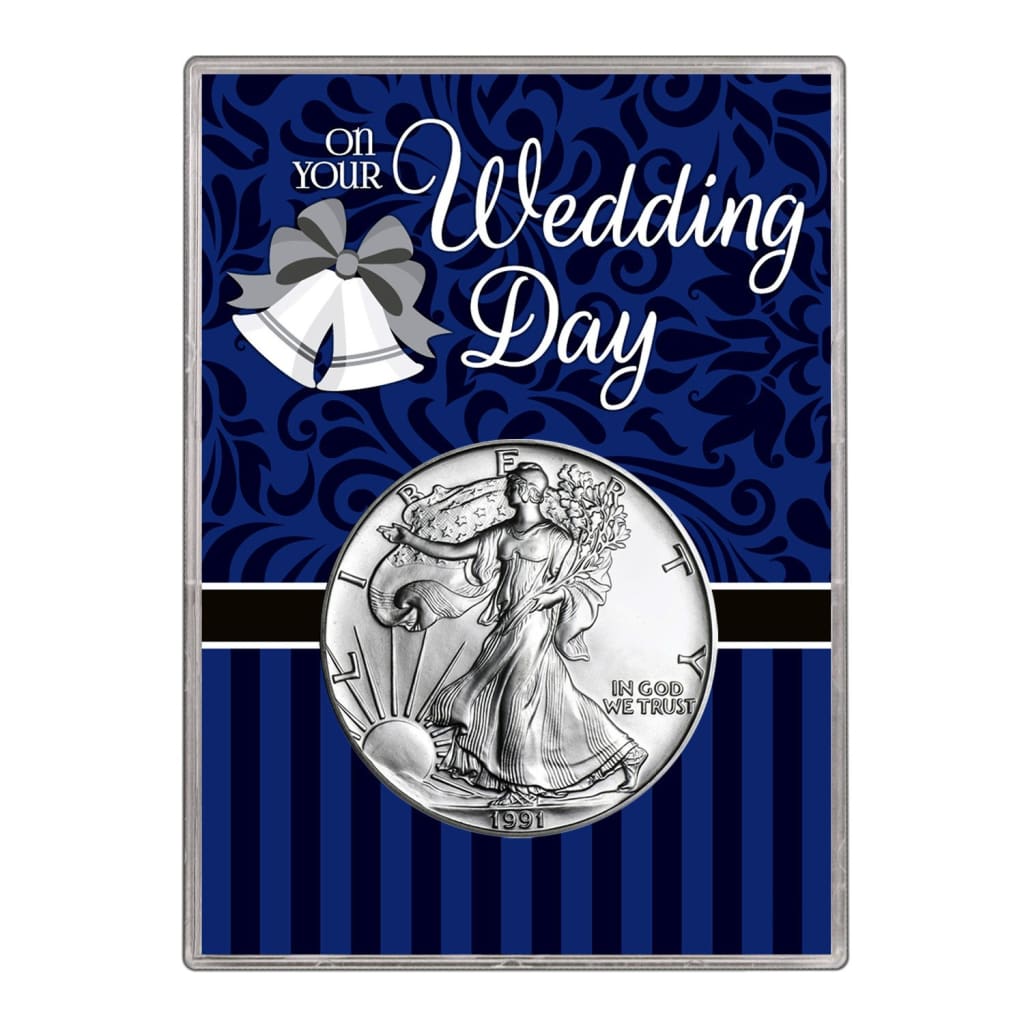 1991 $1 American Silver Eagle Gift Holder Wedding Day Design