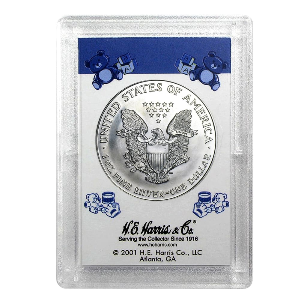 1991 $1 American Silver Eagle HE Harris Holder - Its A Boy! Design