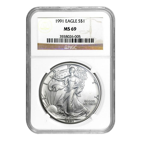 1991 $1 American Silver Eagle MS69 NGC