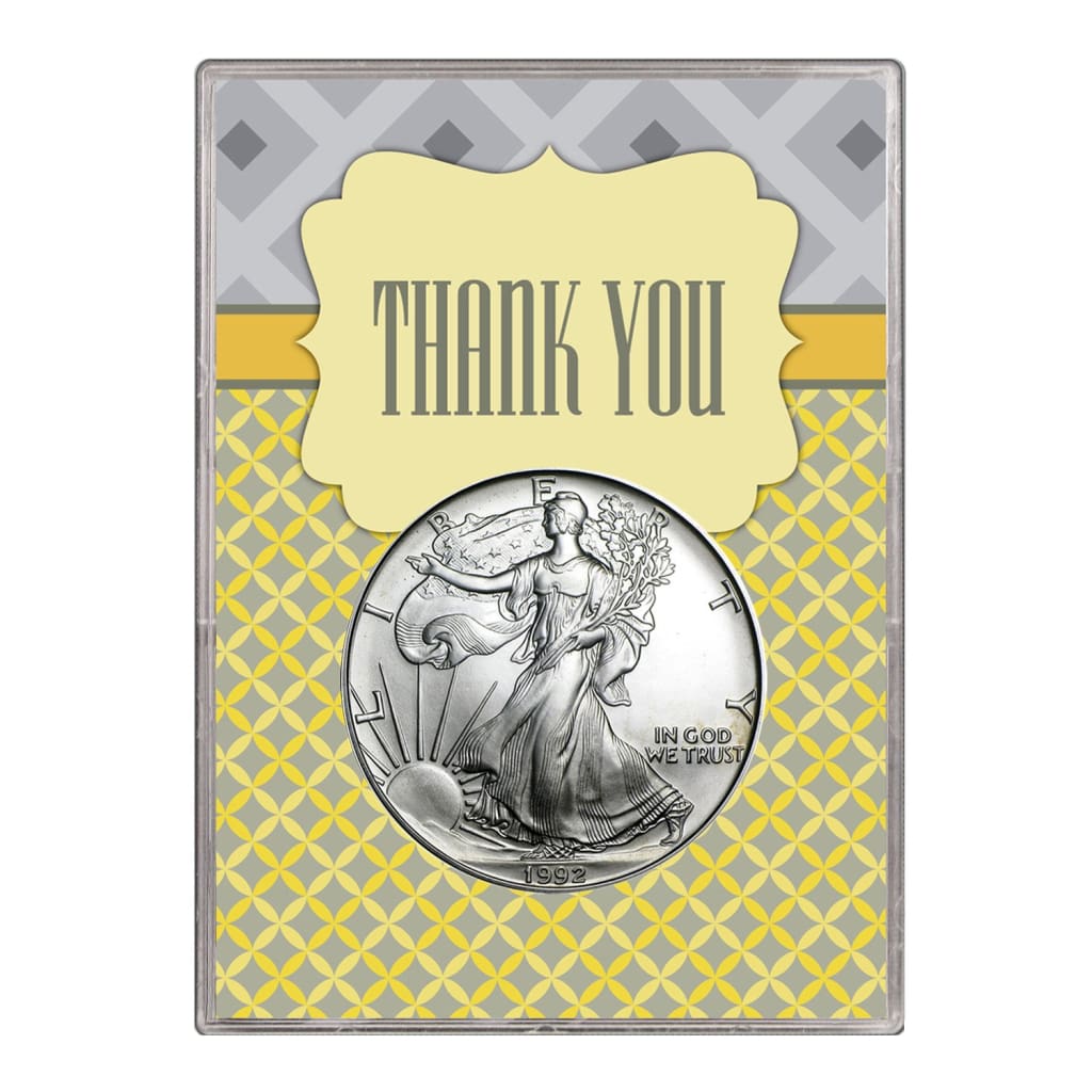 1992 $1 American Silver Eagle Gift Holder Thank You Design