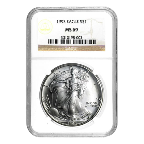 1992 $1 American Silver Eagle MS69 NGC