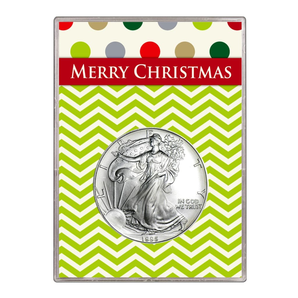 1995 $1 American Silver Eagle Gift Holder Merry Christmas Design