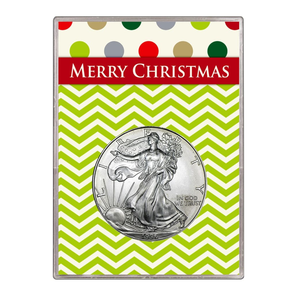 1996 $1 American Silver Eagle Gift Holder Merry Christmas Design