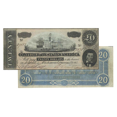 $20 - 1864 Confederate States of America (CSA) Note - About Uncirculated