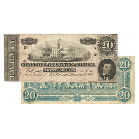 $20 - 1864 Confederate States of America (CSA) Note - Extra Fine