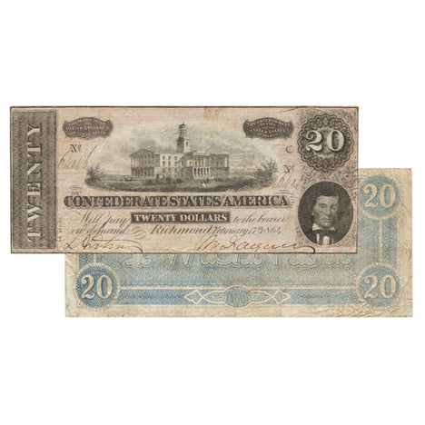 $20 - 1864 Confederate States of America (CSA) Note - Very Fine