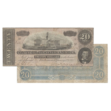 $20 - 1864 Confederate States of America (CSA) Note - Very Good