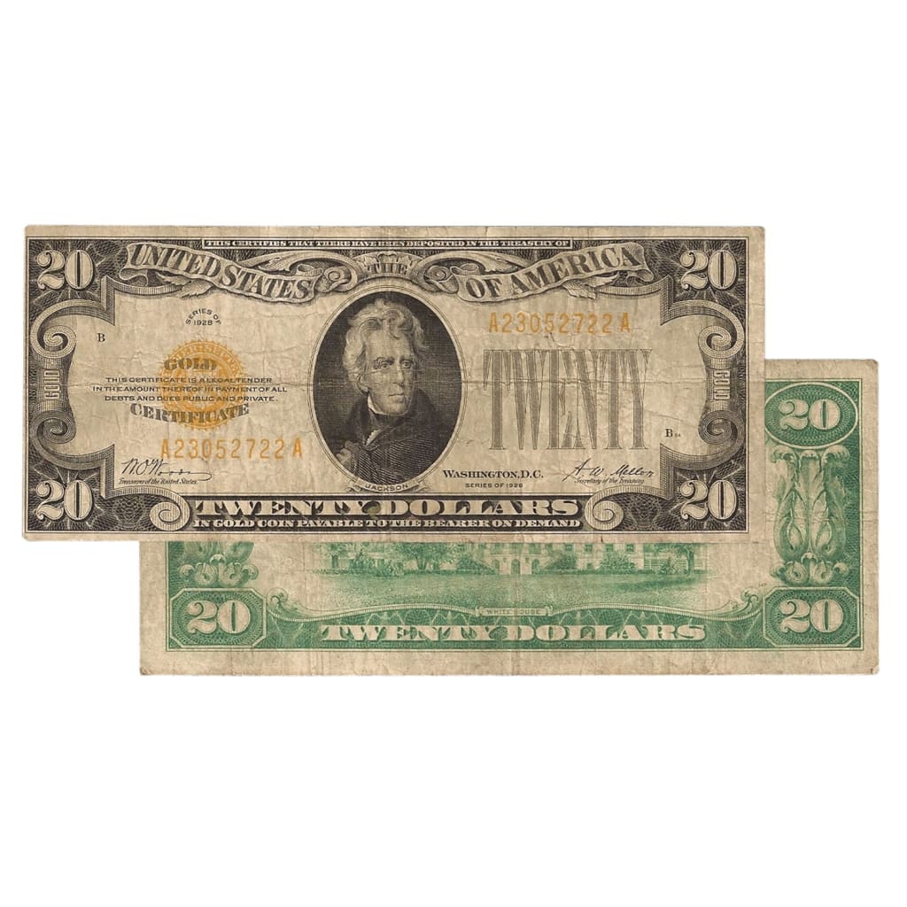 $20 1928 Gold Certificate Very Fine Great American Coin Company®