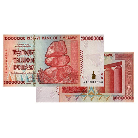 20 Trillion Zimbabwe Banknotes 2008 AA Series Uncirculated