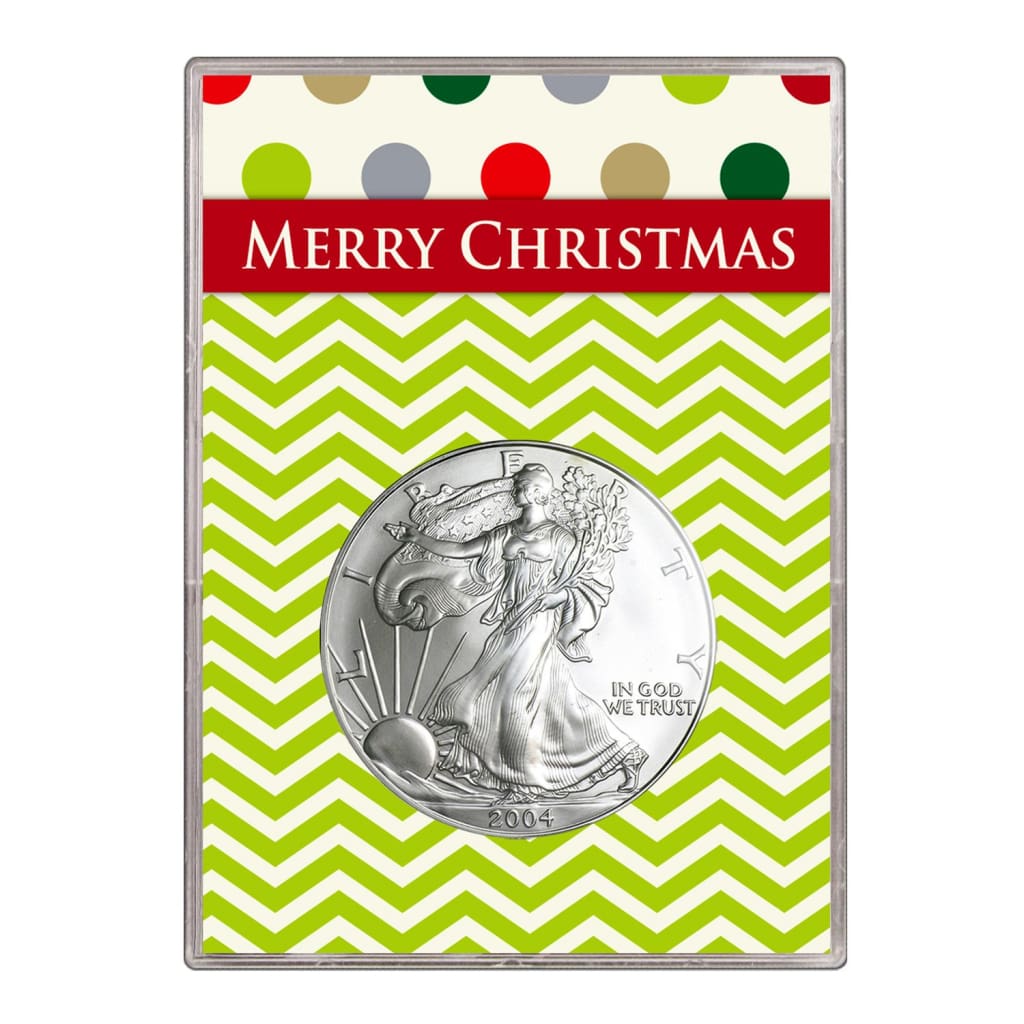 2004 $1 American Silver Eagle Gift Holder Merry Christmas Design