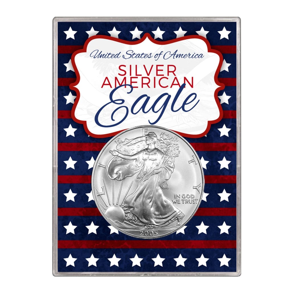 2005 $1 American Silver Eagle Gift Holder Stars and Stripes Design