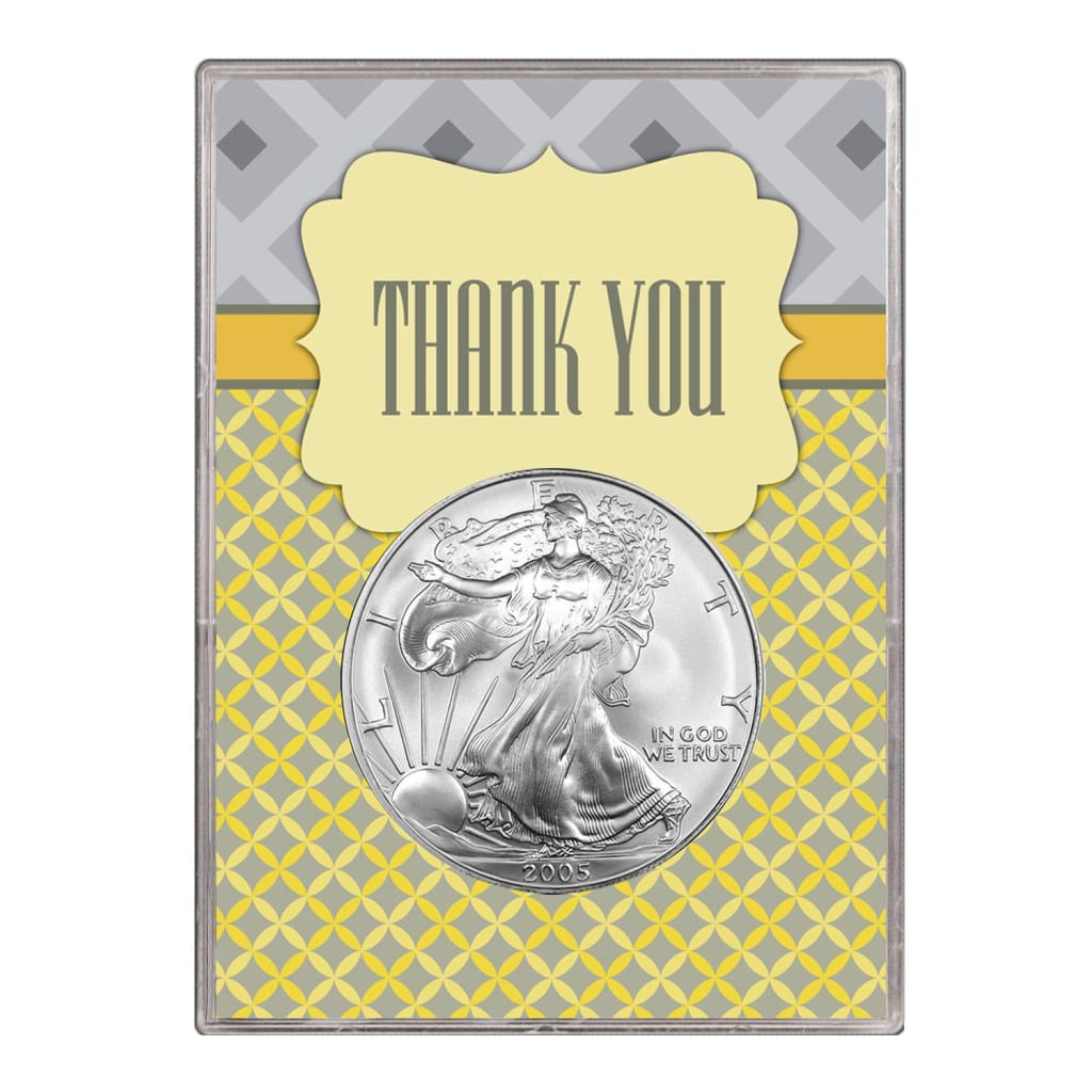 2005 $1 American Silver Eagle Gift Holder Thank You Design