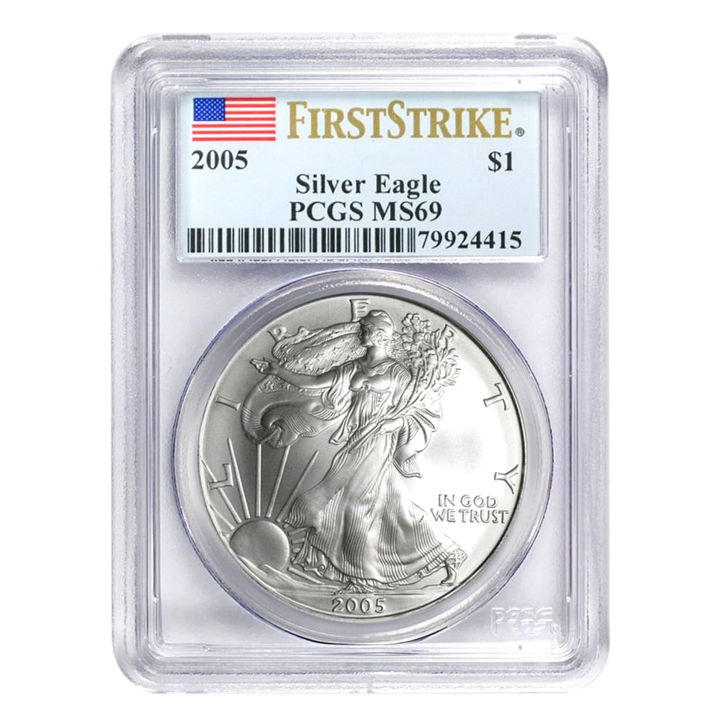 2005 $1 American Silver Eagle MS69 PCGS - First Strike