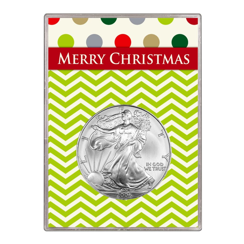 2006 $1 American Silver Eagle Gift Holder Merry Christmas Design