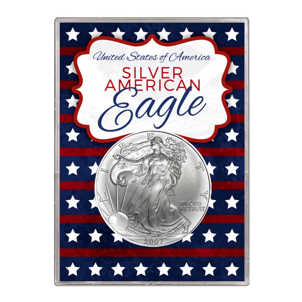 2007 $1 American Silver Eagle Gift Holder Stars and Stripes Design