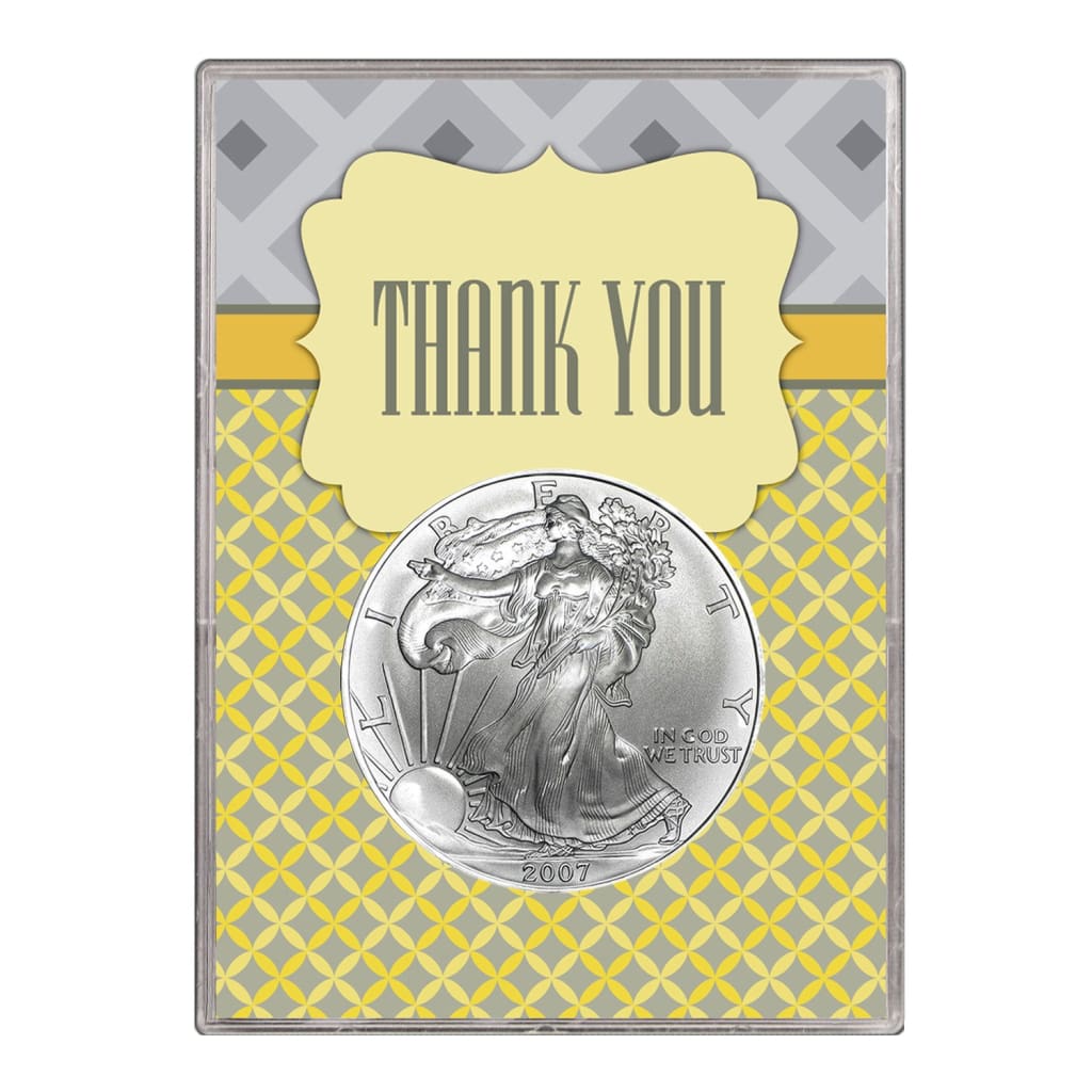 2007 $1 American Silver Eagle Gift Holder Thank You Design