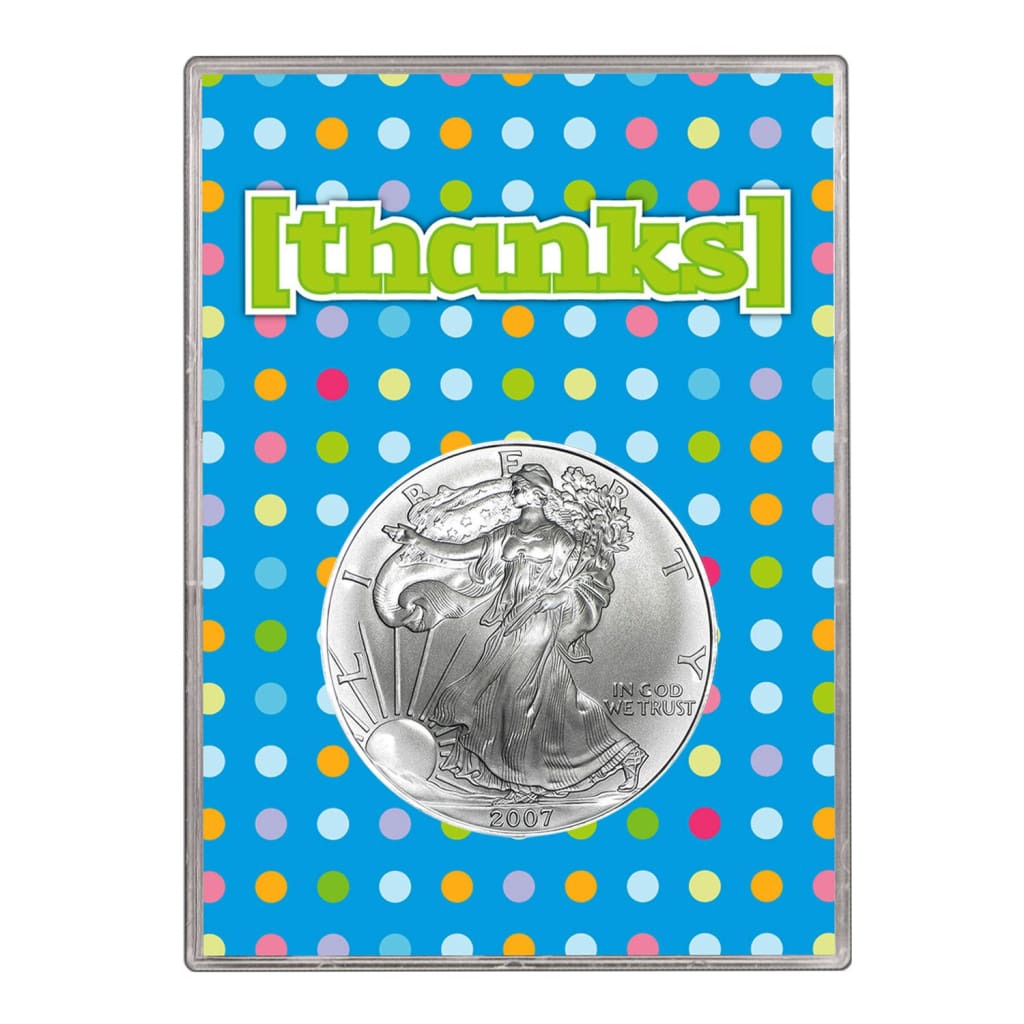 2007 $1 American Silver Eagle Gift Holder Thanks Design