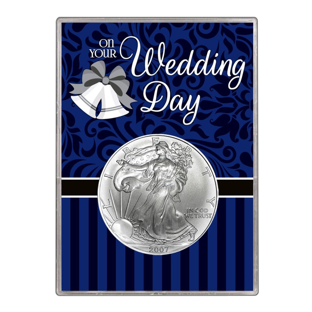 2007 $1 American Silver Eagle Gift Holder Wedding Day Design