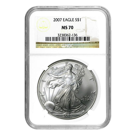 2007 $1 American Silver Eagle MS70 NGC
