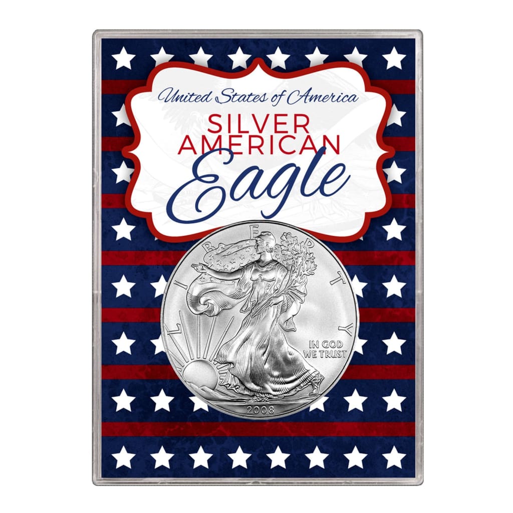 2008 $1 American Silver Eagle Gift Holder Stars and Stripes Design