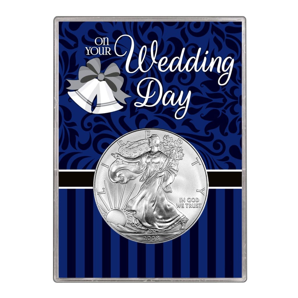 2008 $1 American Silver Eagle Gift Holder Wedding Day Design