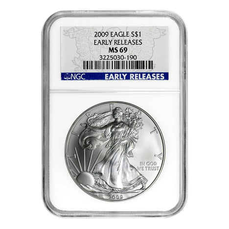 2009 $1 American Silver Eagle MS69 NGC - Blue Label Early Releases