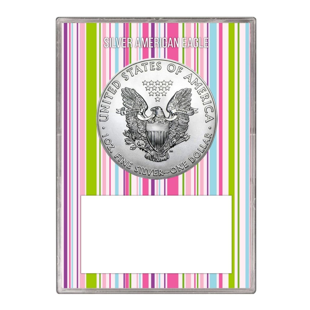 2011 $1 American Silver Eagle Gift Holder Happy Birthday Pink Design