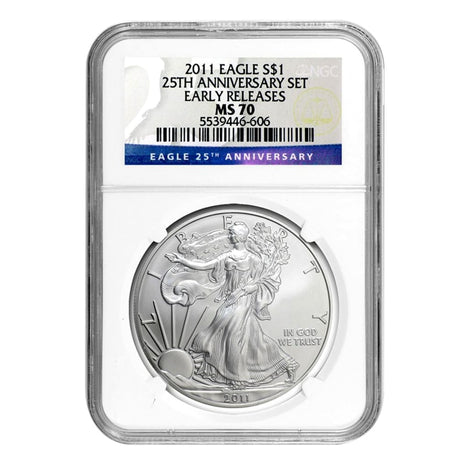 2011 $1 American Silver Eagle MS70 NGC - 25th Anniversary - Early Releases